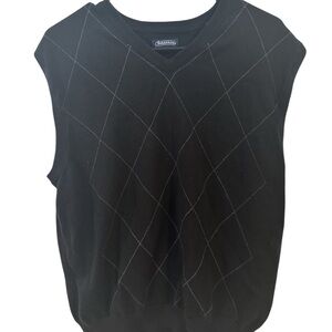 Men’s Black 100% Cotton ARGYLE sweater vest